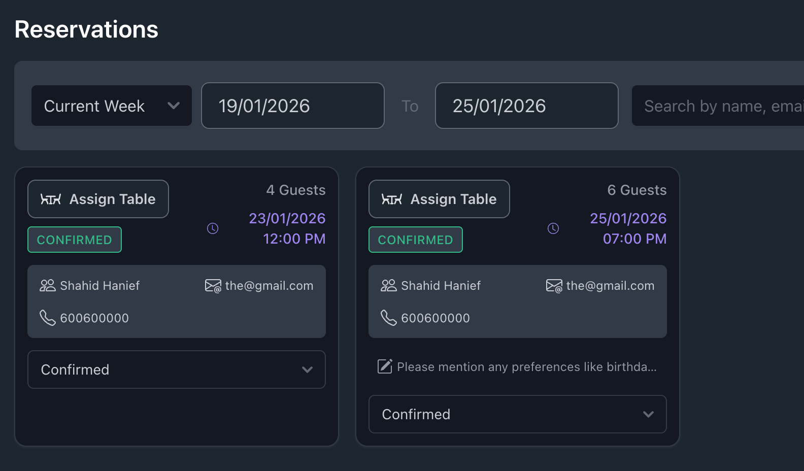 CloudPos Table Reservations